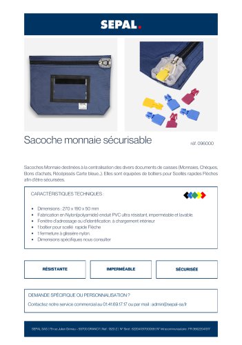 Sacoche Monnaie sécurisable avec Boîtier Flèche 