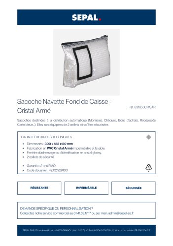 Sacoche Navette Fond de Caisse Cristal Armé 