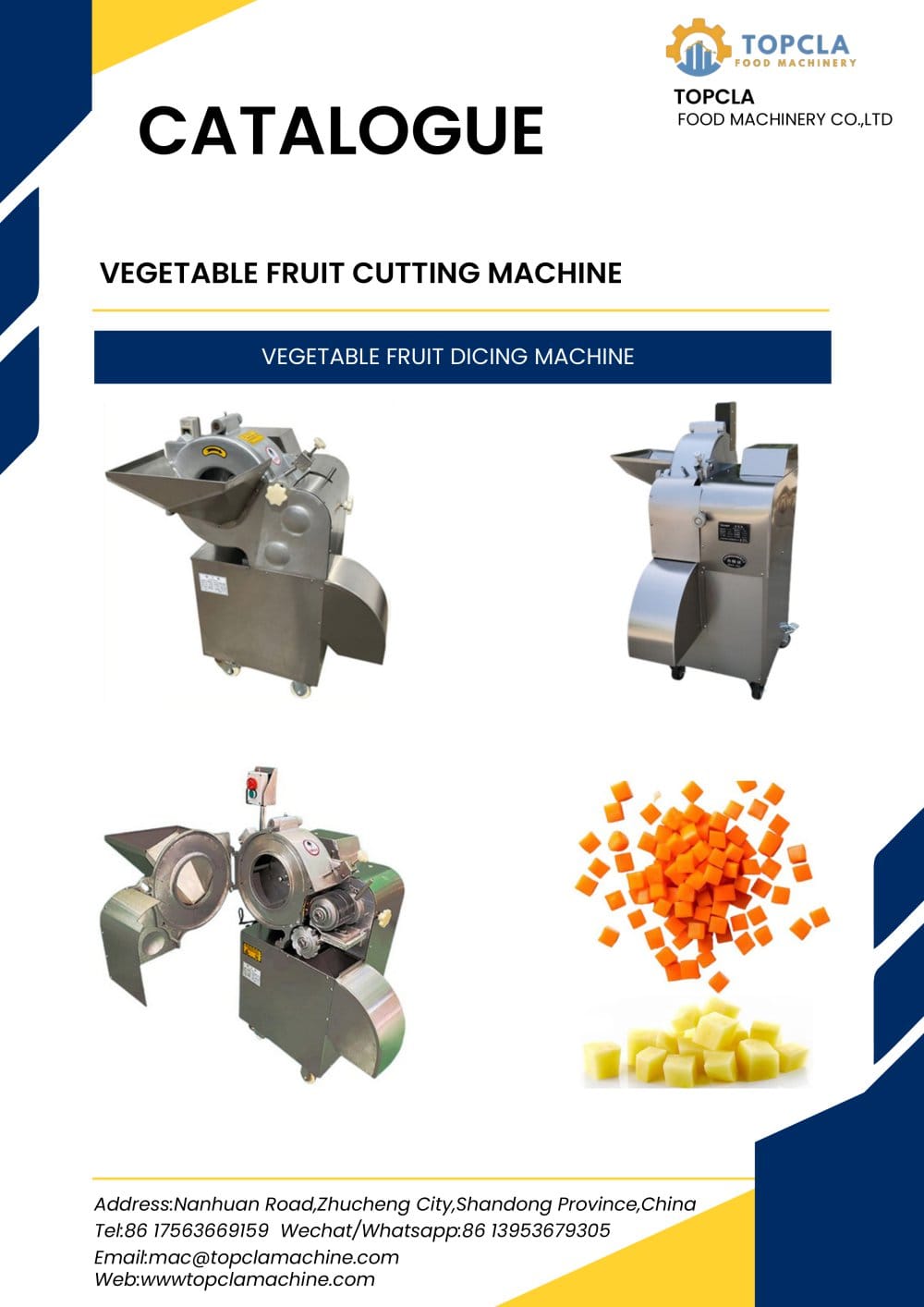 VEGETABLE FRUIT DICING MACHINE - TOPCLA FOOD MACHINERY CO., LTD