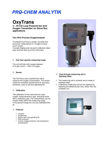 Product data sheet OxyTrans I KF