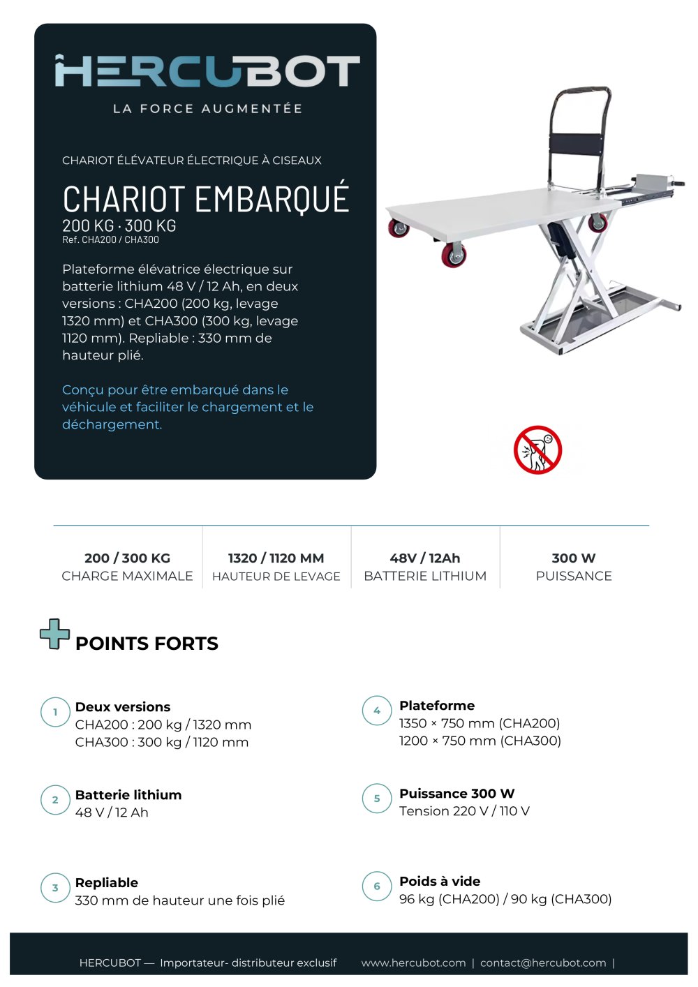 Fiche produit - Chariot embarqu&eacute; - Hercubot