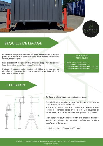BÉQUILLE DE LEVAGE