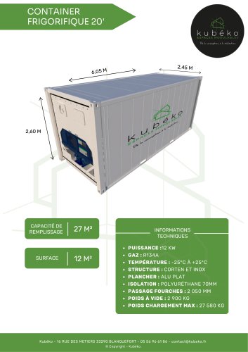 Container 20 pieds Frigorifique Reefer
