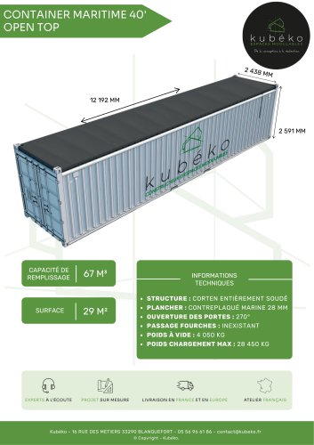 Container 40 pieds Open Top