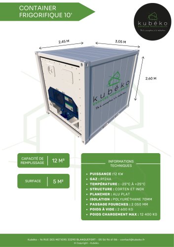 CONTAINER FRIGORIFIQUE 10'