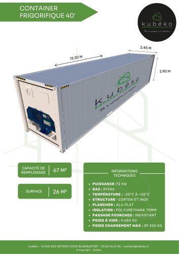 CONTAINER FRIGORIFIQUE 40'