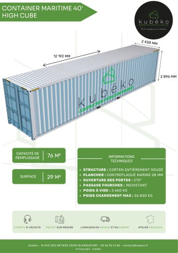 CONTAINER MARITIME 40' HIGH CUBE