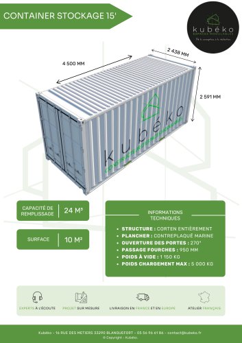 Container de stockage 15 pieds Open Side