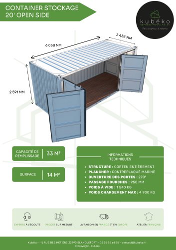 CONTAINER STOCKAGE 20' OPEN SIDE