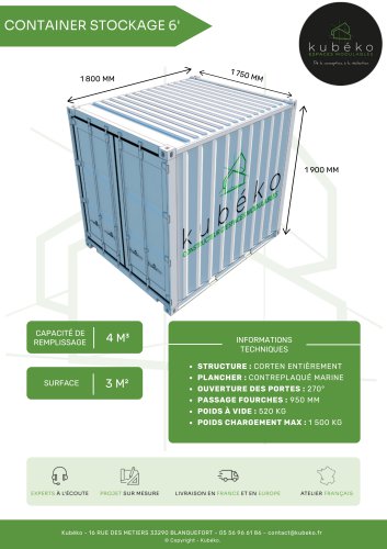 Container de stockage 6 pieds