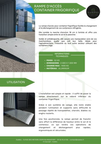RAMPE D’ACCÈS  CONTAINER FRIGORIFIQUE