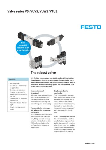 Valve series VS: VUVS / VUWS / VTUS