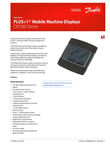 DP200 Series Displays Data Sheet