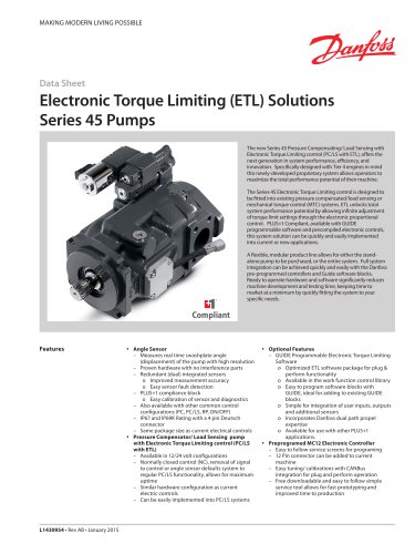 Series 45 Axial Piston Open Circuit Pump ETL Control