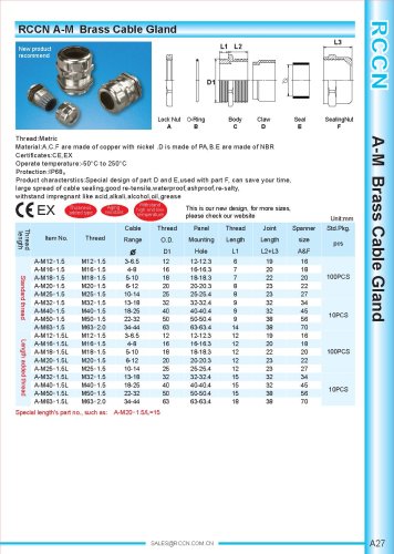 A-M Brass Cable Gland