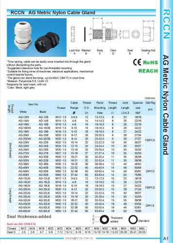 AG Metric Nylon Cable Gland