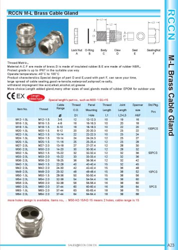 M-L Brass Cable Gland