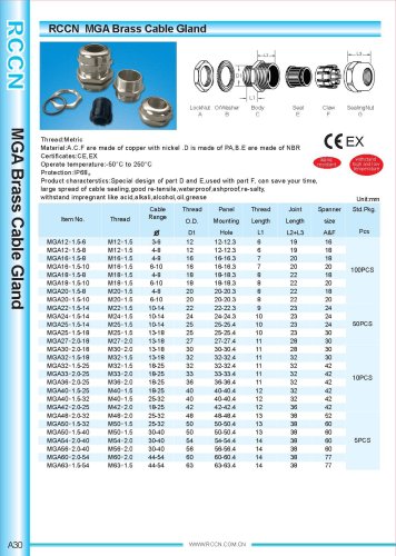 MGA Brass Cable Gland