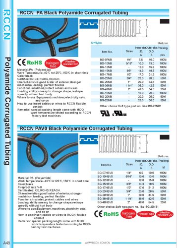 PA Black Polyamide Corrugated Tubing