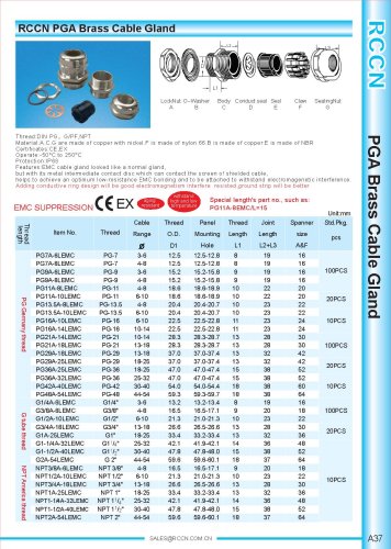 PGA Brass Cable Gland