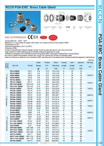 PGA-EMC Brass Cable Gland