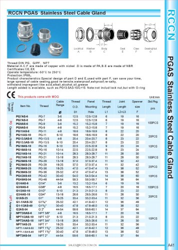 PGAS Stainless Steel Cable Gland