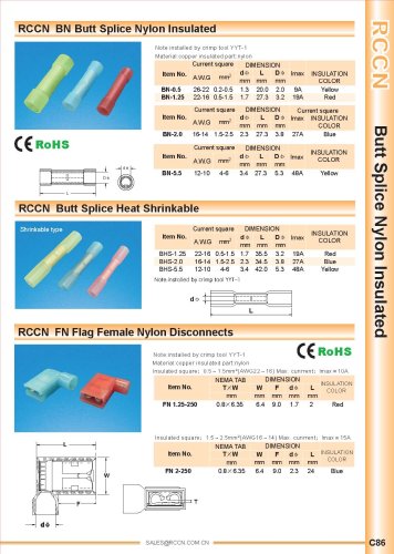 RCCN  BN Butt Splice Nylon Insulated