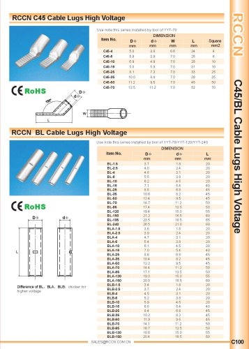 RCCN C45 Cable Lugs High Voltage