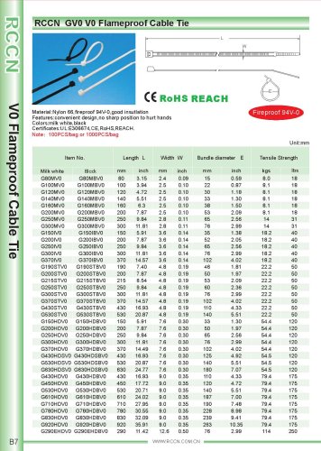 RCCN  GV0 V0 Flameproof Cable Tie