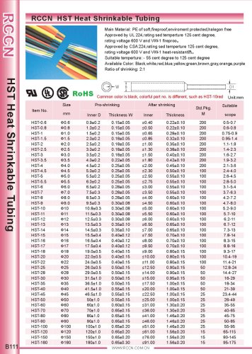 RCCN  HST Heat Shrinkable Tubing