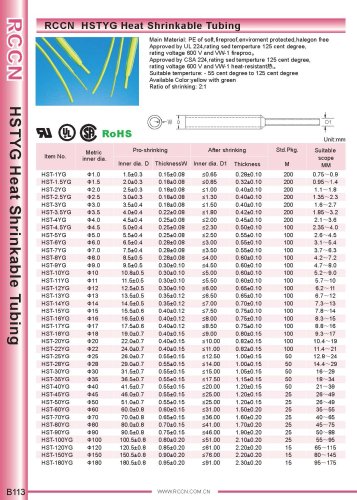 RCCN  HSTYG Heat Shrinkable Tubing