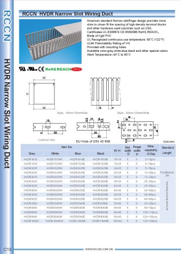 RCCN  HVDR Narrow Slot Wiring Duct C19