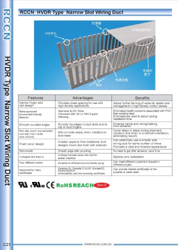 RCCN  HVDR Type  Narrow Slot Wiring Duct C21