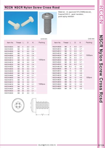 RCCN  NSCR Nylon Screw Cross Rcsd