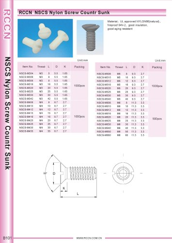 RCCN  NSCS Nylon Screw Countr Sunk