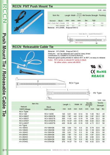 RCCN  PMT Push Mount Tie / Releasable Cable Tie B11