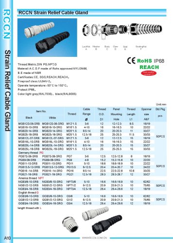 Strain Relief Cable Gland A10