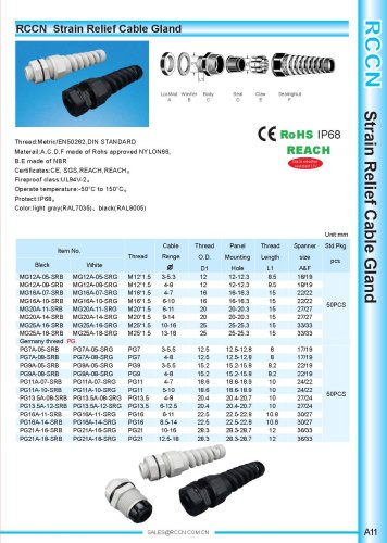 Strain Relief Cable Gland A11