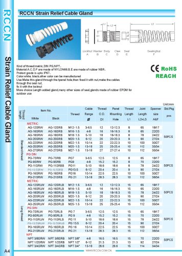 Strain Relief Cable Gland A4