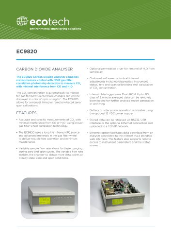 EC9820 Carbon Dioxide Analyzer