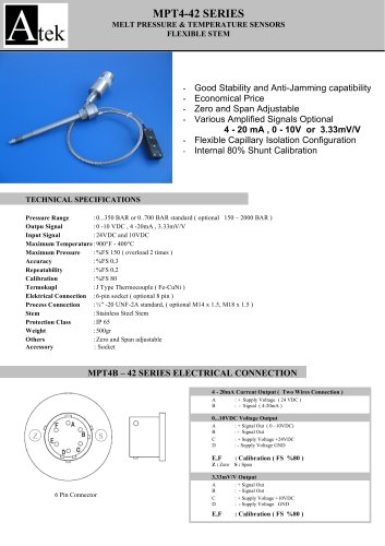 MELT PRESSURE & HIGH TEMPERATURE SENSORS