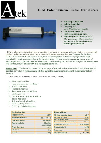 POTENTIOMETRIC LINEAR TRANSDUCERS