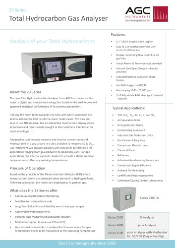 Total Hydrocarbon Gas Analysers