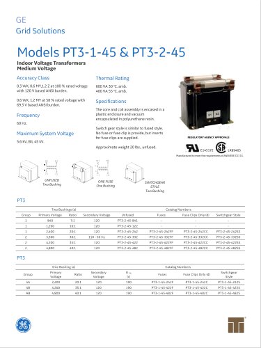 Models PT3-1-45 & PT3-2-45