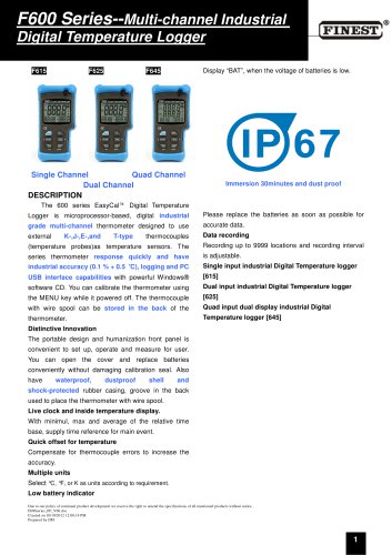 F600 Series--Multi-channel Industrial Digital Temperature Logger