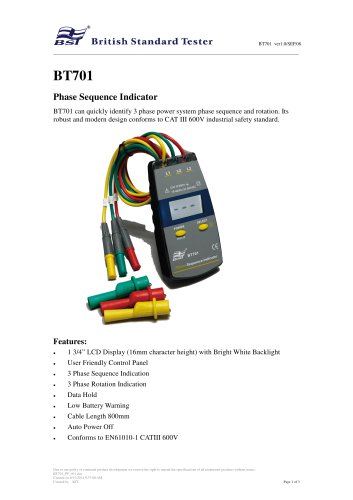 Phase Sequence Indicator BT701