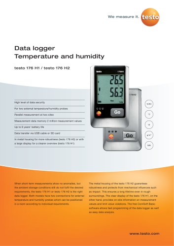 Data logger Humidity - testo 176 H1 / testo 176 H2