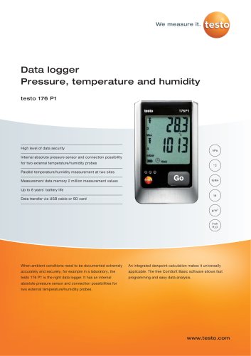 Data logger Pressure, temperature and humidity - testo 176 P1