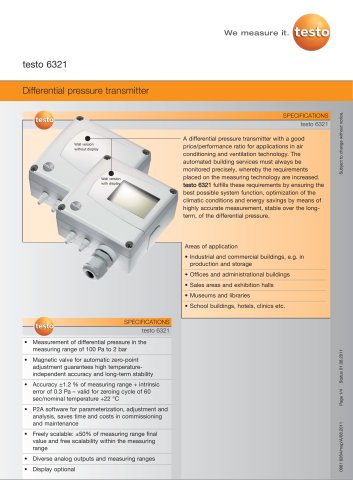 Differential pressure transmitter - testo 6321