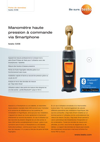 Manomètre haute  pression à commande  via Smartphone